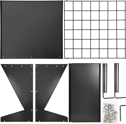 Vista 3 de Estante de heno para montaje en pared, de metal galvanizado resistente 2 en 1, alimentador de heno y granos, comedero para ganado con distancia