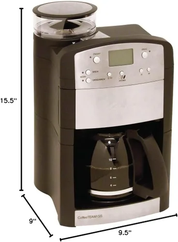 Vista 2 de Cafetera digital para 10 tazas con molino cónico 464.05 CoffeeTeam GS, de Capresso, Jarra de vidrio, Negro