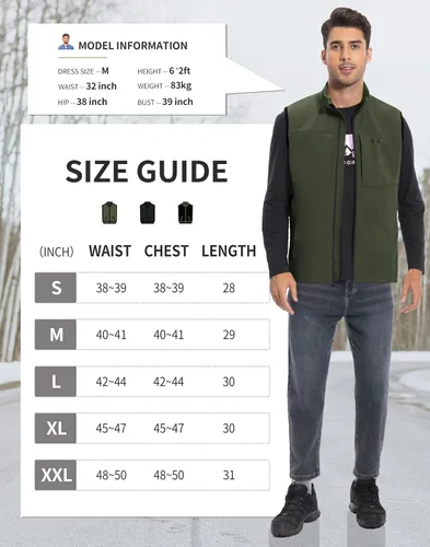 Vista 6 de Pioneer Camp Chaleco Softshell de golf para hombre, resistente al viento, forro polar, ligero, sin mangas, para viajes, senderismo