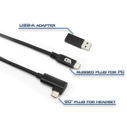 Vista 4 de CASEMATIX Cable USB C de 13 pies compatible con Oculus Quest 2 Link – USB 3.2 Tipo-C de alta velocidad de datos y carga compatible, adaptador USB-A