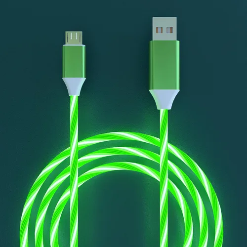Vista 6 de Cable de carga micro USB, cable de carga brillante con luz LED de 6.6 pies, cable de carga rápida para Samsung Galaxy S7 S6 S5, Note 5, Kindle