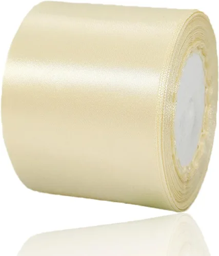 Vista 82 de Cinta beige de 1-1/2 pulgadas x 25 yardas, cinta de satén de tela de color sólido para envolver regalos, manualidades, ramos de novia, coronas