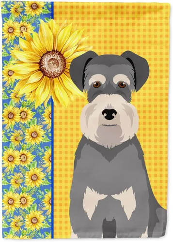 Vista 152 de Caroline's Treasures WDK5313GF Bandera de jardín con diseño de girasoles de verano, color negro y tostado, Airedale Terrier para buzón, bandera