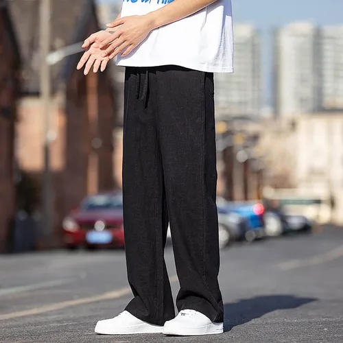 Vista 2 de GIERIDUC Pantalones de vestir a cuadros para hombre, cintura elástica, pantalones de pana para hombre, pantalones blancos de verano, pantalones