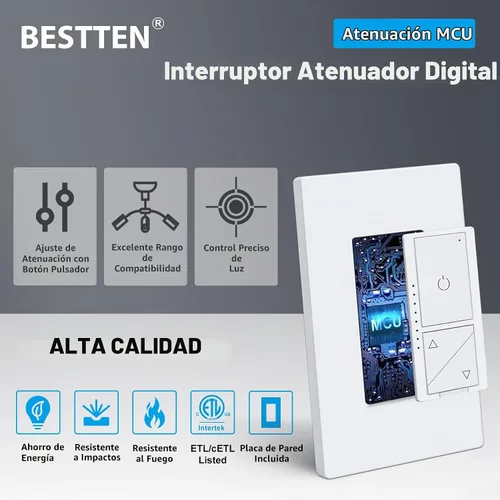 Vista 4 de BESTTEN Interruptor de atenuación LED digital delgado con interruptor