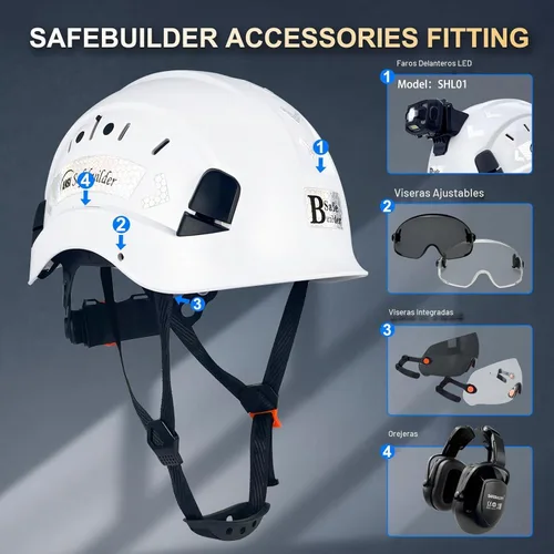 Vista 5 de Casco de Seguridad para Construcción ABS Casco Duro Sistema de Ventilación Ajustable Cascos Duros Protección de Cabeza para Trabajo Industrial