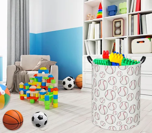 Vista 2 de Cesta de lavandería de béisbol para niños Cesta de bebé para niños Cesta de almacenamiento de juguetes para habitación de niños Decoración