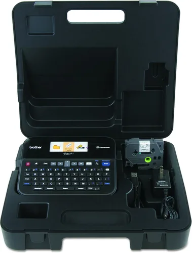 Vista 5 de Rotuladora Brother PTD600 conectable a PC con pantalla/cinta a color, Negro/Gris