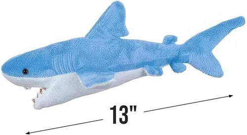 Vista 2 de Rhode Island Novelty Peluche de tiburón azul, suave animal de peluche para niños, 13 pulgadas