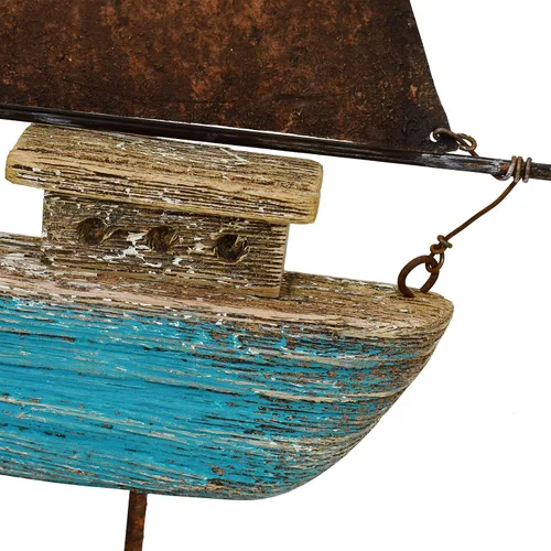 Vista 7 de Decoración de velero de madera rústica, decoración náutica de mesa, decoración náutica de velero de madera, decoración temática de playa, decoración