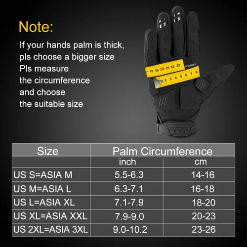 Vista 6 de ROCKBROS Guantes para ciclismo de montaña con almohadilla de gel, pantalla táctil y protección de nudillos para BMX MX ATV MTB Racing, color negro