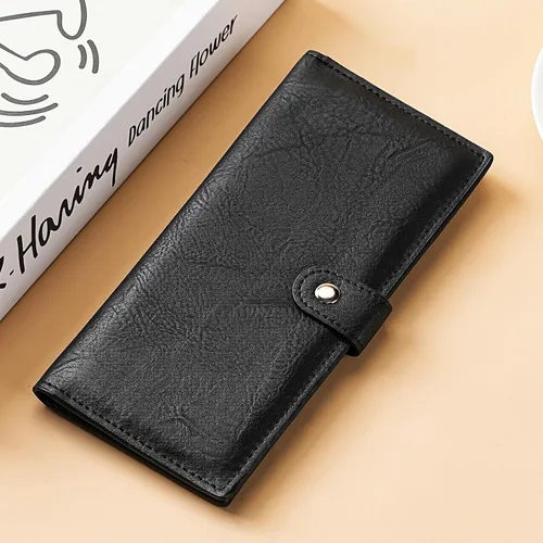 Vista 6 de Cartera delgada RFID para mujer, cartera delgada para mujer, tarjetero de cuero plegable con bolsillo con cremallera para ventana de identificación