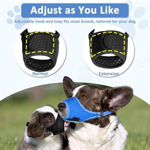 Vista 7 de LuckyPAW Bozal para Perros, Bozales Suaves para Perros Grandes, Medianos y Pequeños para Evitar Mordeduras y Masticaciones con Anillo y Correa Negro