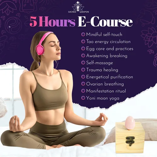 Vista 4 de Sacred Weapon Huevo Kegel de cuarzo rosa certificado GIA - Ejercitador de suelo pélvico para mujeres Soporte para menopausia, posparto y prolapso