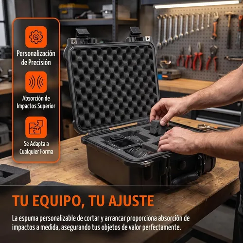 Vista 5 de MEIJIA - Funda rígida impermeable para cámara IP67 para todo tipo de clima, funda protectora rígida, con espuma personalizable, compatible con Negro
