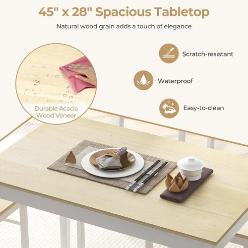 Vista 3 de Juego de mesa de comedor Giantex para 4, juego de mesa de comedor para 4, rincón de desayuno con mesa de cocina, 4 sillas de comedor, juego de mesa