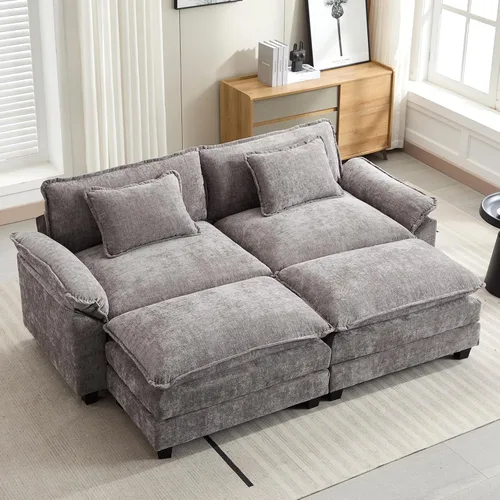 Vista 86 de Oprisen Sofá Seccional Modular, Cómodo Cloud Couch Sofá Seccional, Sofá Cama de Chenilla con Asiento Profundo con Almohadas Decorativas para Sala