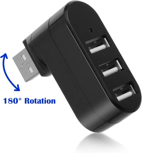 Vista 2 de Paquete de 2 concentradores USB de 3 puertos [rotación de 90°/180° grados] Divisor USB, expansor USB, adaptador divisor USB multipuerto con 3