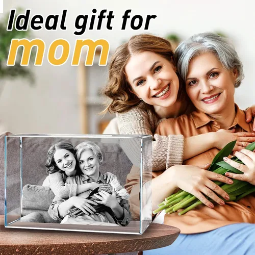 Vista 5 de Foto de cristal 3D, regalo personalizado para el día de la madre para mujeres, regalos de boda personalizados con tu propia foto para ella, él