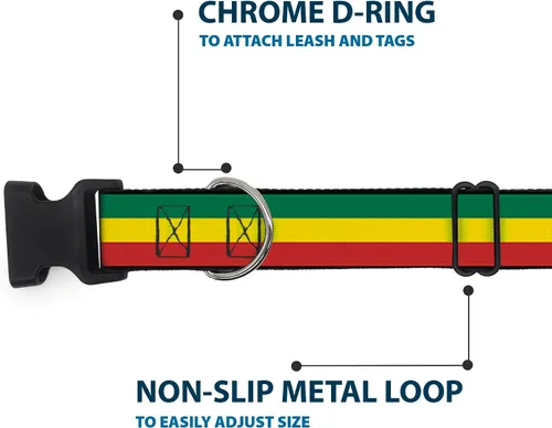 Vista 5 de Buckle-Down PC-W21802-S Collar de clip de plástico Rasta, pequeño/9-15