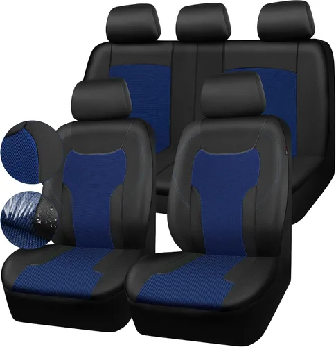 Vista 11 de CAR-GRAND Fundas de asiento de automóvil de cuero solo delanteras, fundas de asiento de malla de aire transpirable, protector de asiento universal