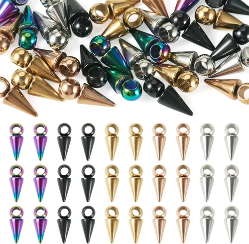 Vista 10 de 150 dijes de cuentas con forma de espiga, estilo tibetano, forma de cono de bala larga, para manualidades, collares, aretes, joyería