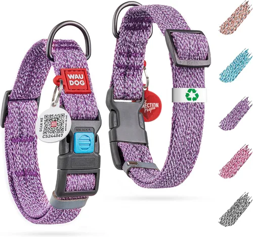 Vista 9 de WAUDOG Collar de perro reflectante de algodón ecológico, alternativa al collar de nylon para perros pequeños, medianos y grandes - Collar