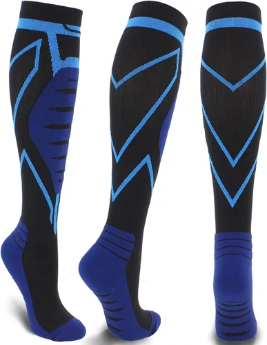 Vista 15 de Calcetines de compresión para hombres y mujeres de 20-30 mmHg hasta la rodilla - Mejor soporte para uso médico, atlético, deportivo, viajes