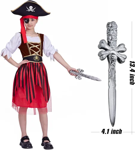 Vista 3 de Pirate Costume for Girls Role Play Set Dress-up Costumes- Sea Buccaneer Costume Dress up