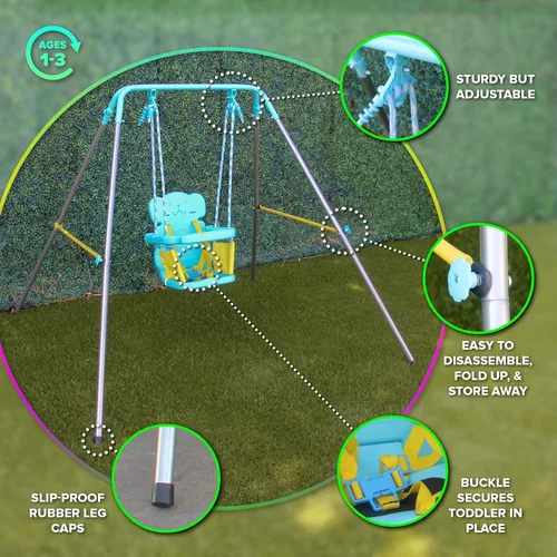 Vista 2 de [Usado] Sportspower FNS-004 My 1st Toddler Swing – Juego de columpio para bebé de alta resistencia para interiores y exteriores con arnés
