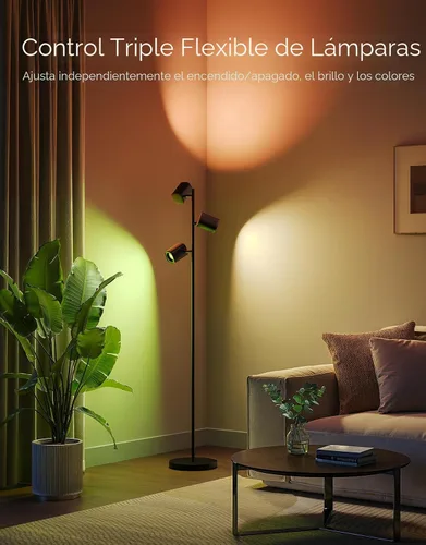 Vista 2 de Lámpara de pie Govee en forma de árbol compatible con Matter, 3 luces giratorias con tecnología LuminBlend, lámpara de pie con 64 escenas dinámicas