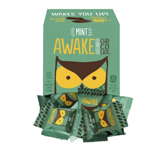 Vista 6 de Awake - Barras energéticas de chocolate con cafeína (Chocolate amargo con menta, 50 unidades (Paquete de 1))