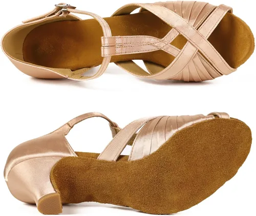 Vista 3 de Yokala Women Ballroom Dance Shoes for Social Performance Professional Latin Salsa Practice Dancing Sandals 2.5" Heel