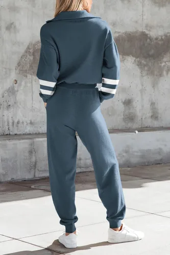 Vista 163 de PRETTYGARDEN Conjunto de suéter de 2 piezas para mujer, sudadera con cremallera, pantalones deportivos, ropa casual