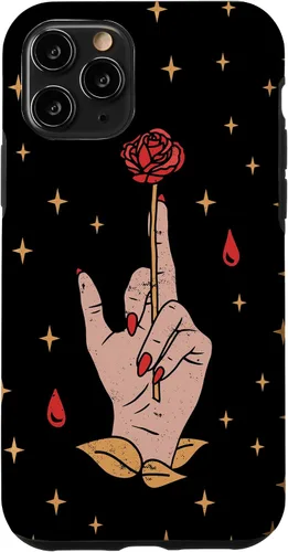 Vista 10 de Funda estética de Tarot con diseño de rosa mágica y estrellas para iPhone 15