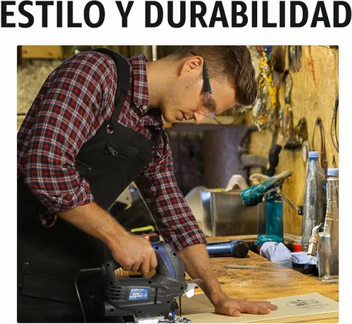 Vista 2 de ecoZen Delantal de soldadura de lona encerada con hilo de Kevlar, resistente al calor y a los productos químicos, totalmente ajustable