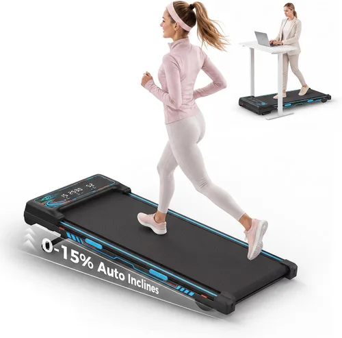 Vista 9 de Cinta de correr para debajo del escritorio con 15% de inclinación automática, almohadilla de marcha con motor sin escobillas de 3.5 HP, caminadora