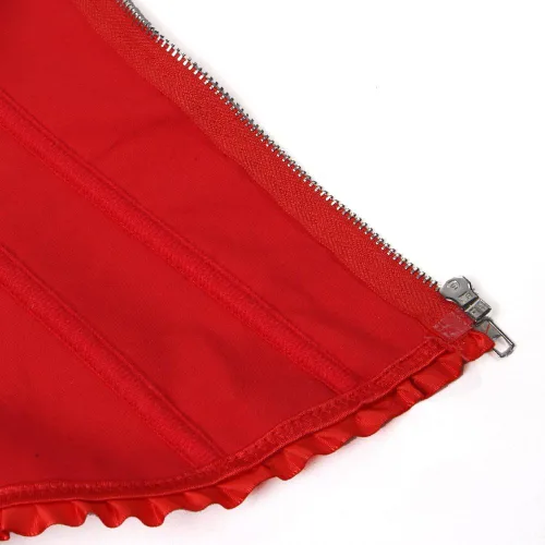Vista 6 de Conjuntos de lencería sexy con corsé para mujer, color negro y rojo