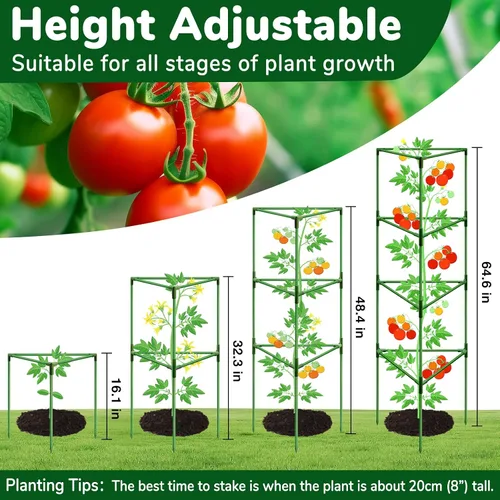 Vista 7 de ZeeDix Paquete de 4 jaulas de tomate altas y resistentes de 65 pulgadas