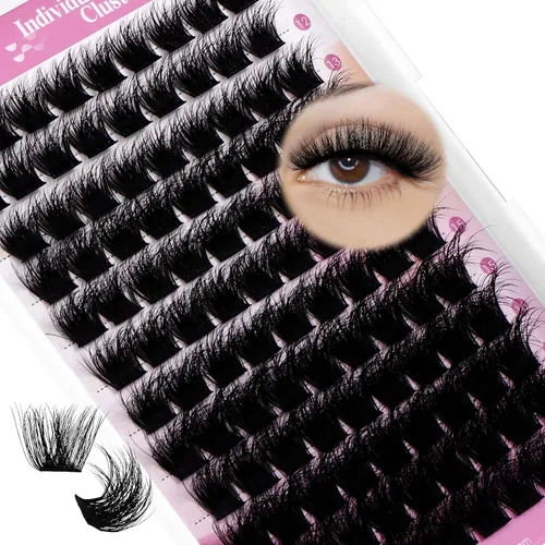 Vista 55 de Extensiones de pestañas individuales de 120 unidades, racimos de pestañas con rizado D, bandeja de longitud mixta, extensiones de pestañas