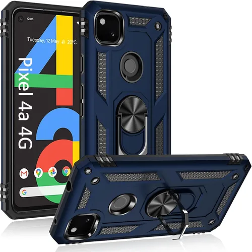 Vista 11 de ADDIT Funda 4A 4G para Google Pixel 4a 4G, con anillo de soporte, soporte ajustable, grado militar, protección resistente, a prueba de golpes