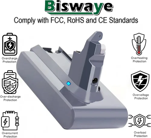Vista 2 de Biswaye Compatible con Dyson V6 Batería de repuesto compatible con Dyson V6 DC62 DC59 DC58 SV03 SV04 SV06 SV09 Slim Animal Absolute Motorhead 21.6V