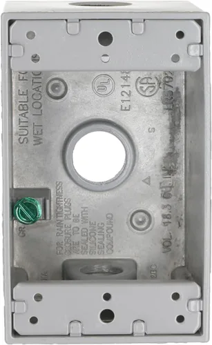 Vista 2 de Hubbell-Bell 5320-0 Caja resistente a la intemperie de una sola salida de 3 1/2 pulgadas, gris