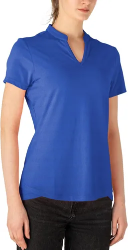 Vista 23 de Gopune Polo de golf con cuello en V para mujer, sin cuello, manga corta, ligera, de secado rápido, camisetas de tenis para correr