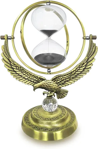 Vista 9 de SuLiao Reloj de arena de reloj de arena de 30 minutos: reloj de arena negra de latón antiguo, reloj de arena grande giratorio de 30 minutos, reloj