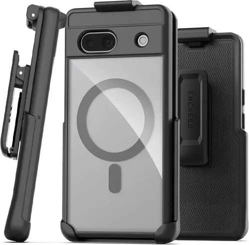 Vista 8 de ENCASED Funda magnética para Google Pixel 7a (2023) compatible con carga y accesorios MagSafe, transparente/negro (PIXEL-7A 2023)
