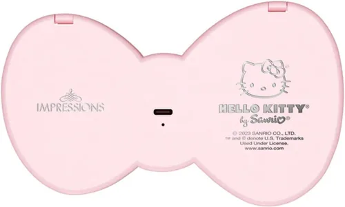 Vista 6 de Impressions Vanity - Espejo compacto LED con lazo de Hello Kitty, bonito espejo de maquillaje de viaje de doble cara, botón táctil suave con apagado
