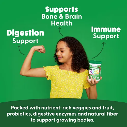 Vista 3 de Feel Great USDA Organic Super Greens para niños Polvo de verduras de chocolate vegano con polvo vegetal para niños Polvo de superalimentos