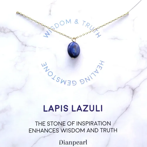 Vista 5 de [Premium Gemstone] Lapis Lazuli necklace, Best friend necklace, gemstone Necklace, friendship necklace, Gold dainty necklace, February birthstone