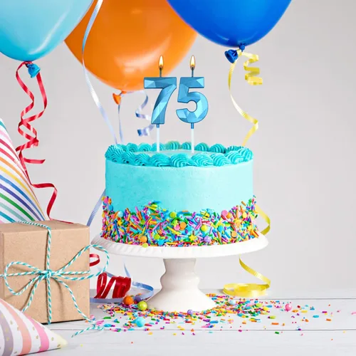 Vista 6 de Velas de 40 cumpleaños para pastel, vela azul número 40 en forma de diamante 3D, decoración de cumpleaños, suministros de fiesta para mujeres u